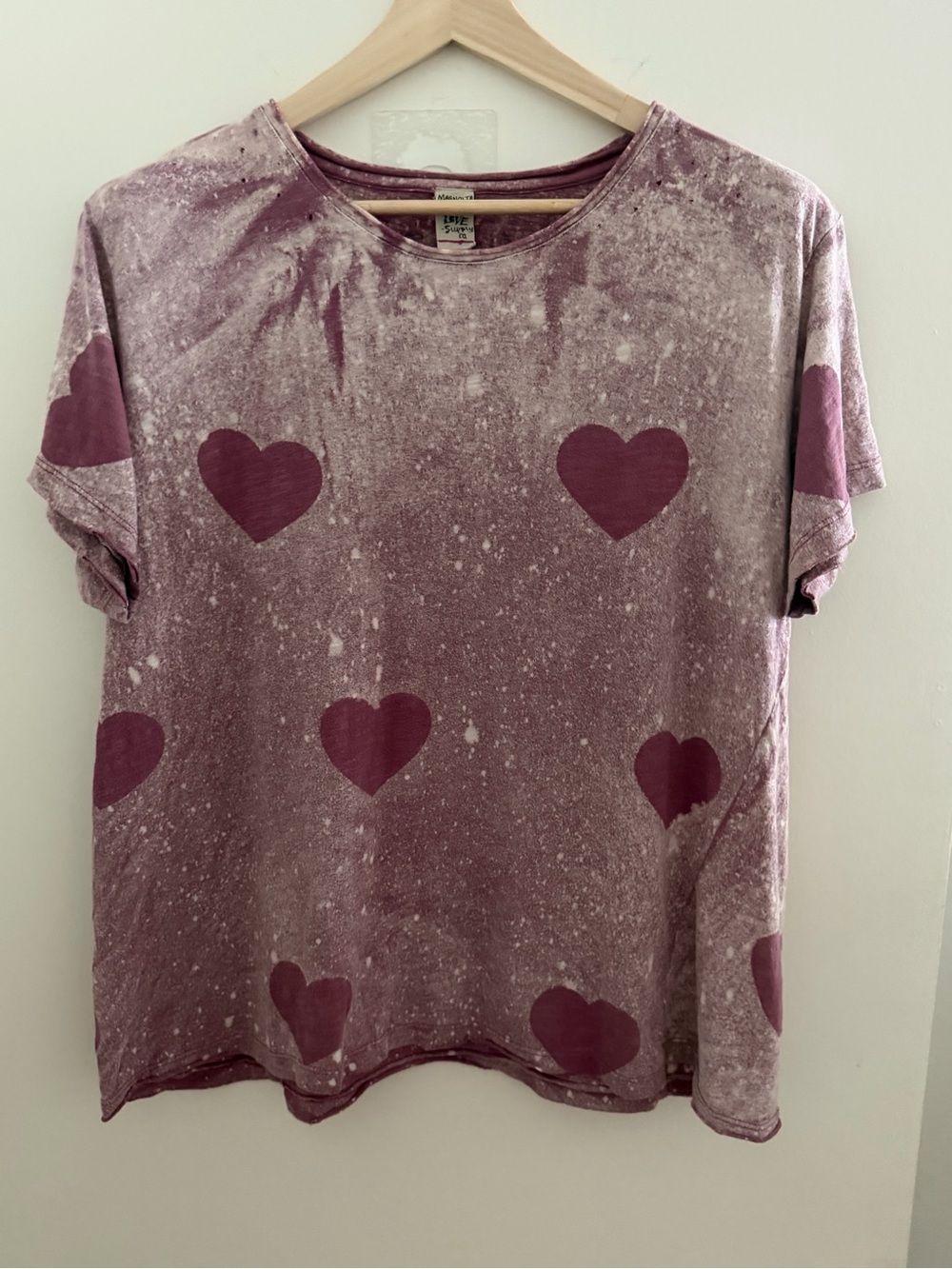 Magnolia Pearl Love Supply Co. Heart Print Tee OSFM Distressed Boho